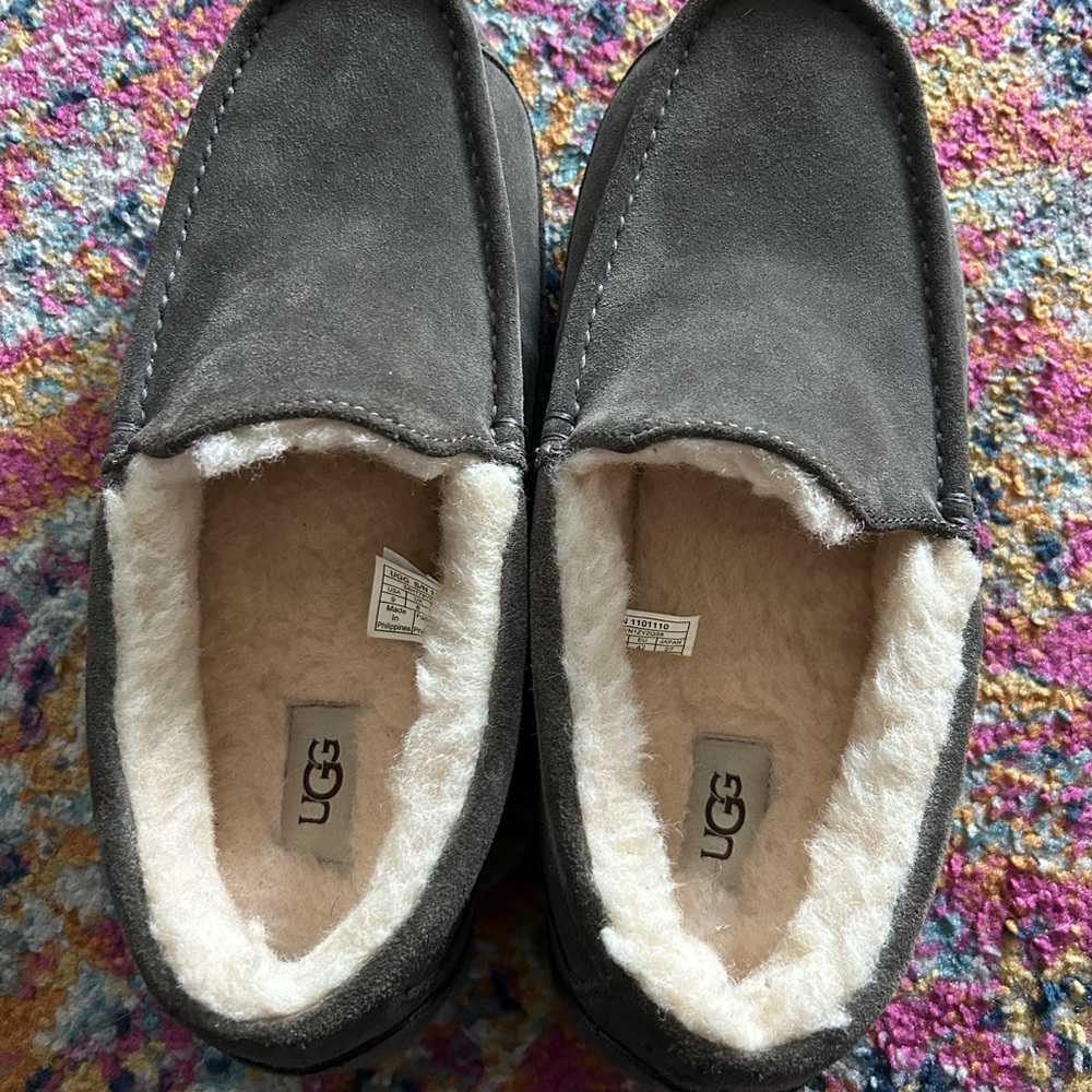 UGG Men's Gray Suede Slippers